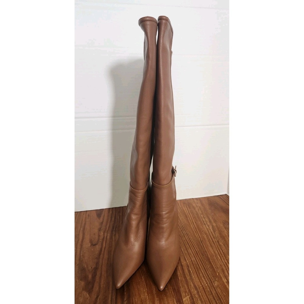 NWT Reiss Caitlin Leather Knee High Boots Sz 8 Zip Up 4" Heel Pointy Toe Capsule - Picture 4 of 16